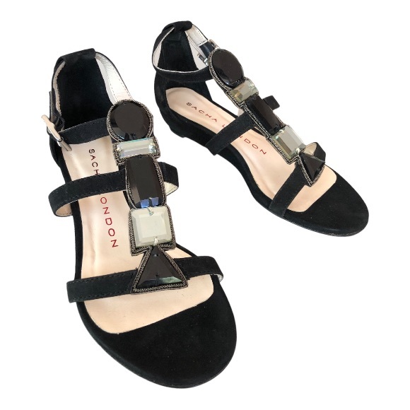 Sacha London Jewel Low Wedge Suede Sandal Made in Spain - Picture 3 of 7